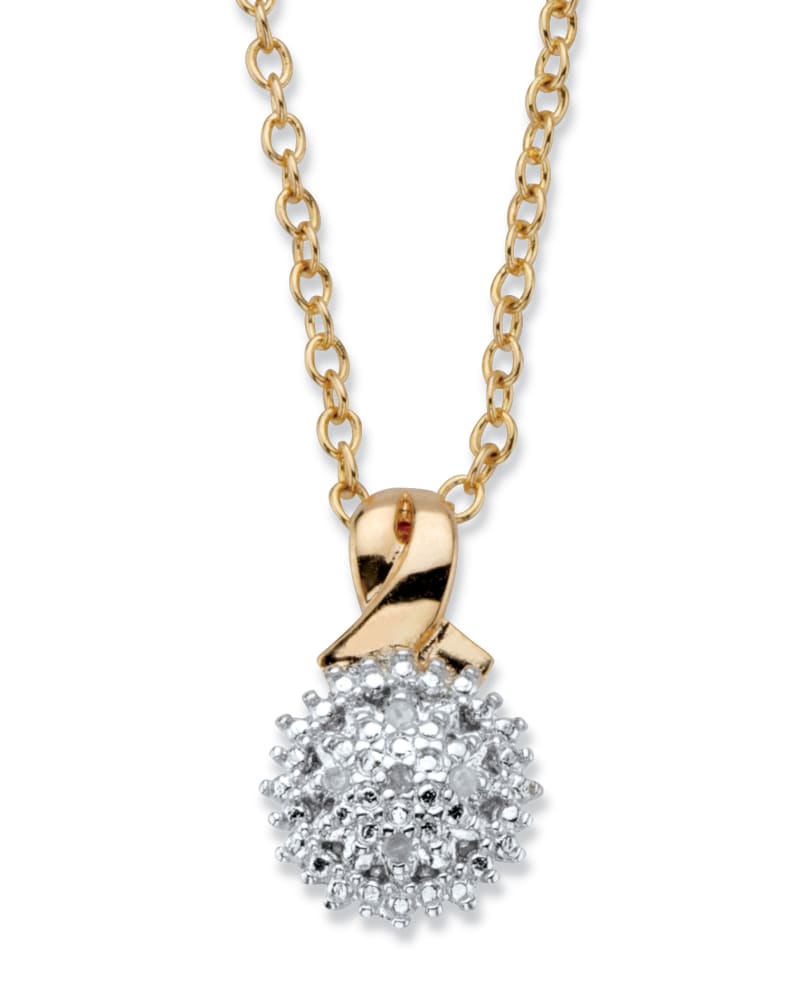 Front of a size One Size Diamond Accent Round Two-Tone Gold-Plated Cluster Pendant Necklace 18"-20" in White by PalmBeach Jewelry. | dia_product_style_image_id:286194
